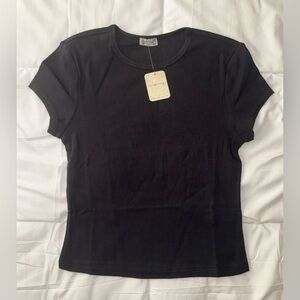 Intimately by Free People Black Baby Tee NWT